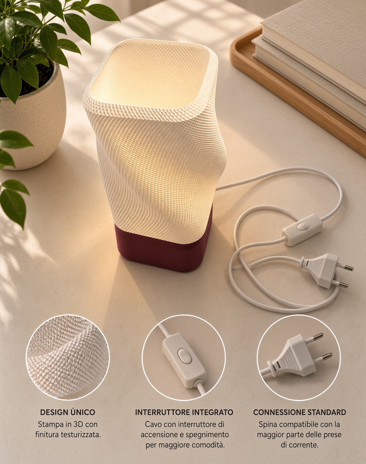 Lampada da tavolo moderna stampata in 3D