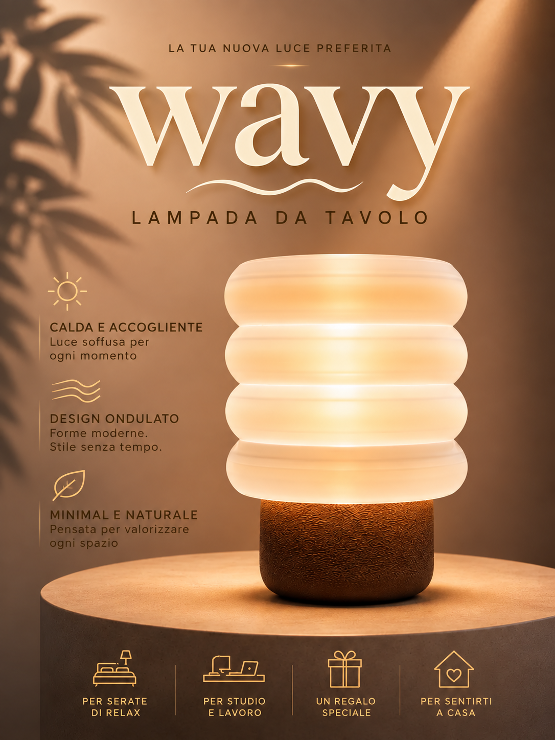 Lampada ondulata da tavolo — caratteristiche in italiano